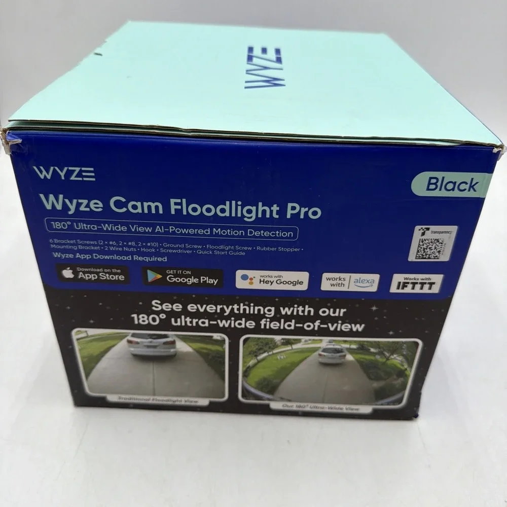 Wyze Cam Floodlight Pro BLACK 3000 Lumen LEDs 180° Wide View 2K HD Outdoor Wired